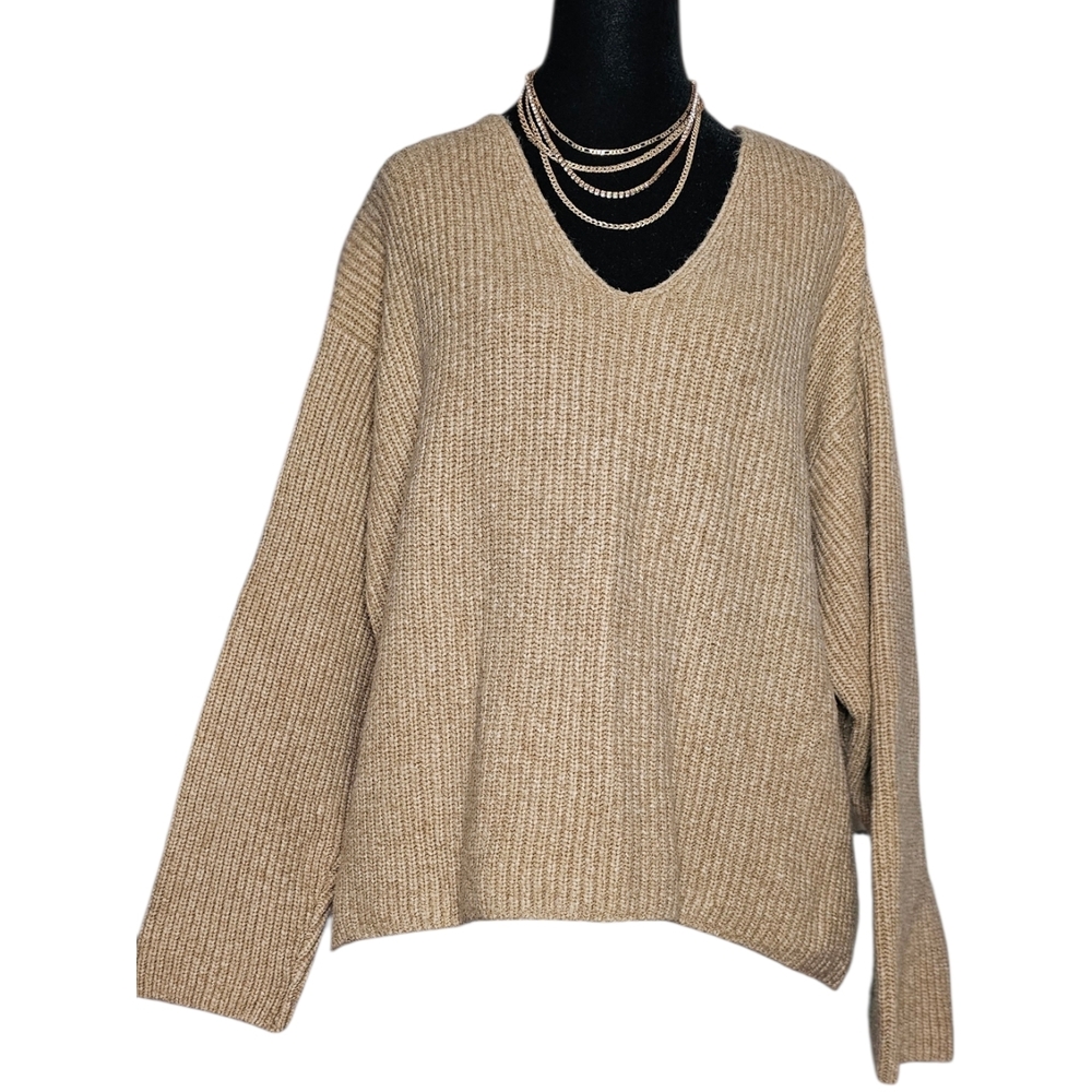 H&M Women's Tan V-Neck Sweater